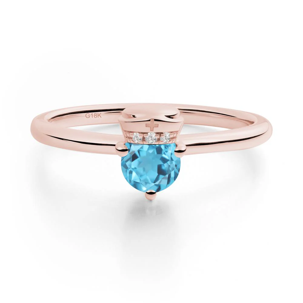 Nurse Cap Inspired Swiss Blue Topaz Ring - Image 4