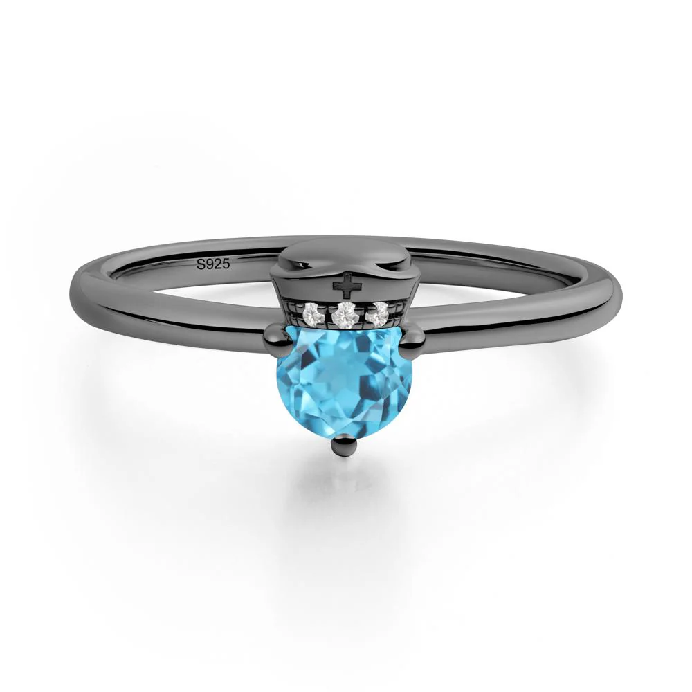 Nurse Cap Inspired Swiss Blue Topaz Ring - Image 5