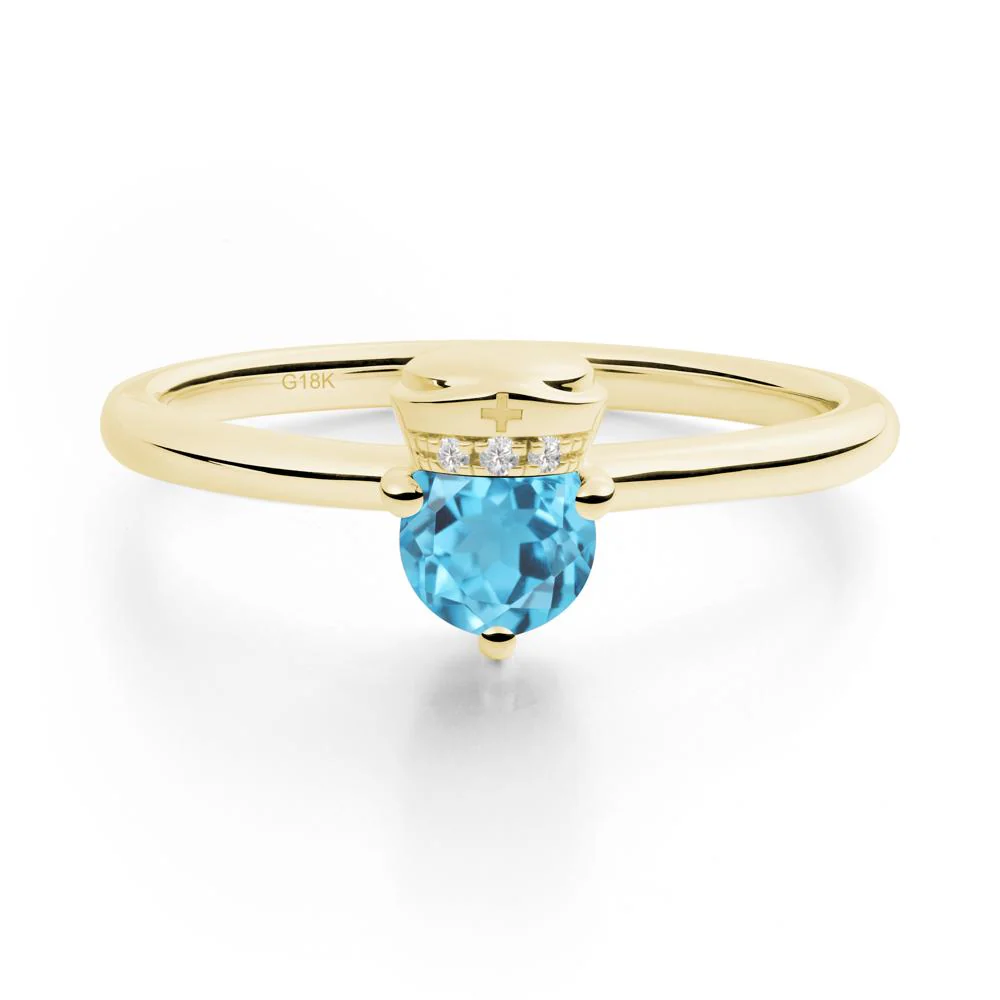Nurse Cap Inspired Swiss Blue Topaz Ring - Image 6