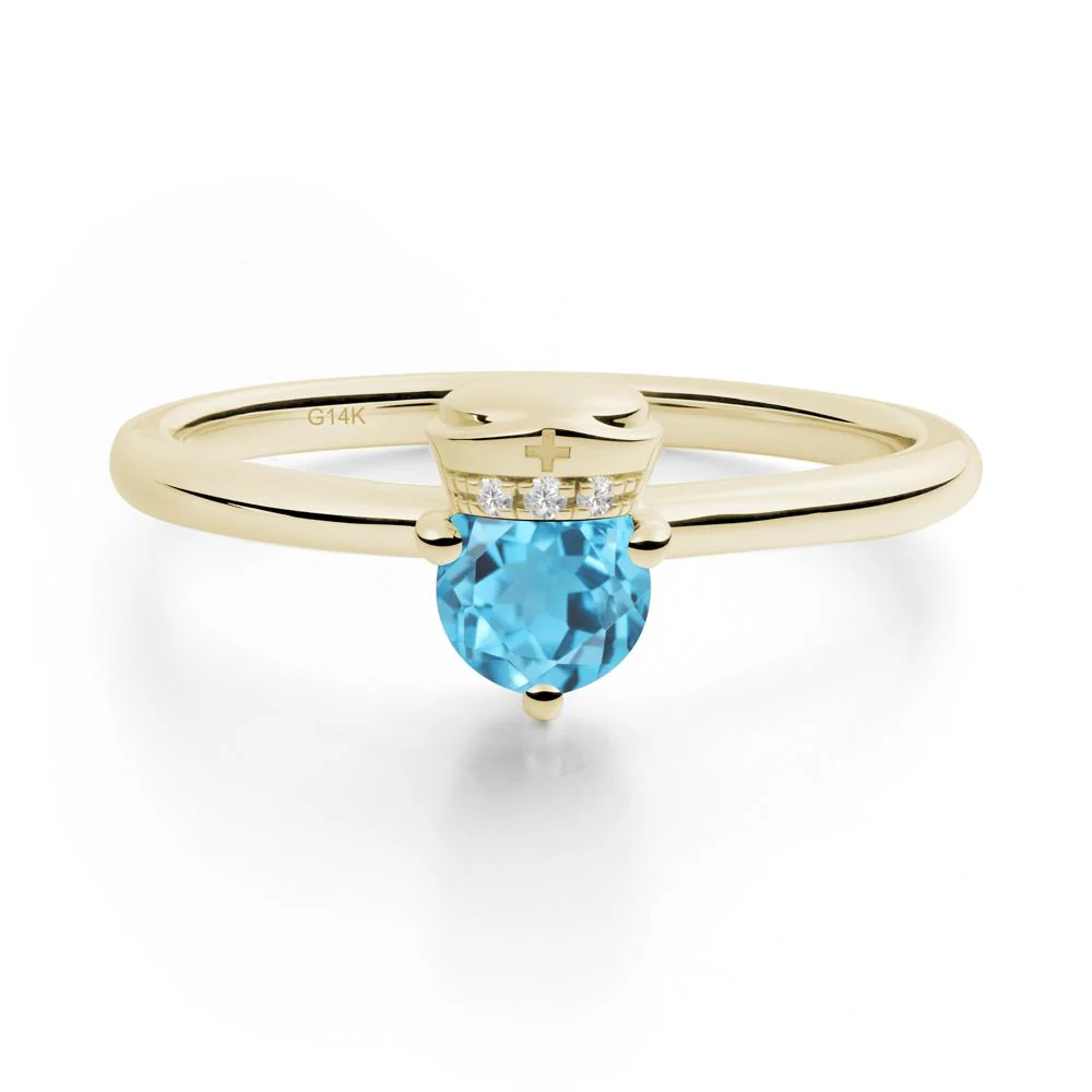 Nurse Cap Inspired Swiss Blue Topaz Ring - Image 7