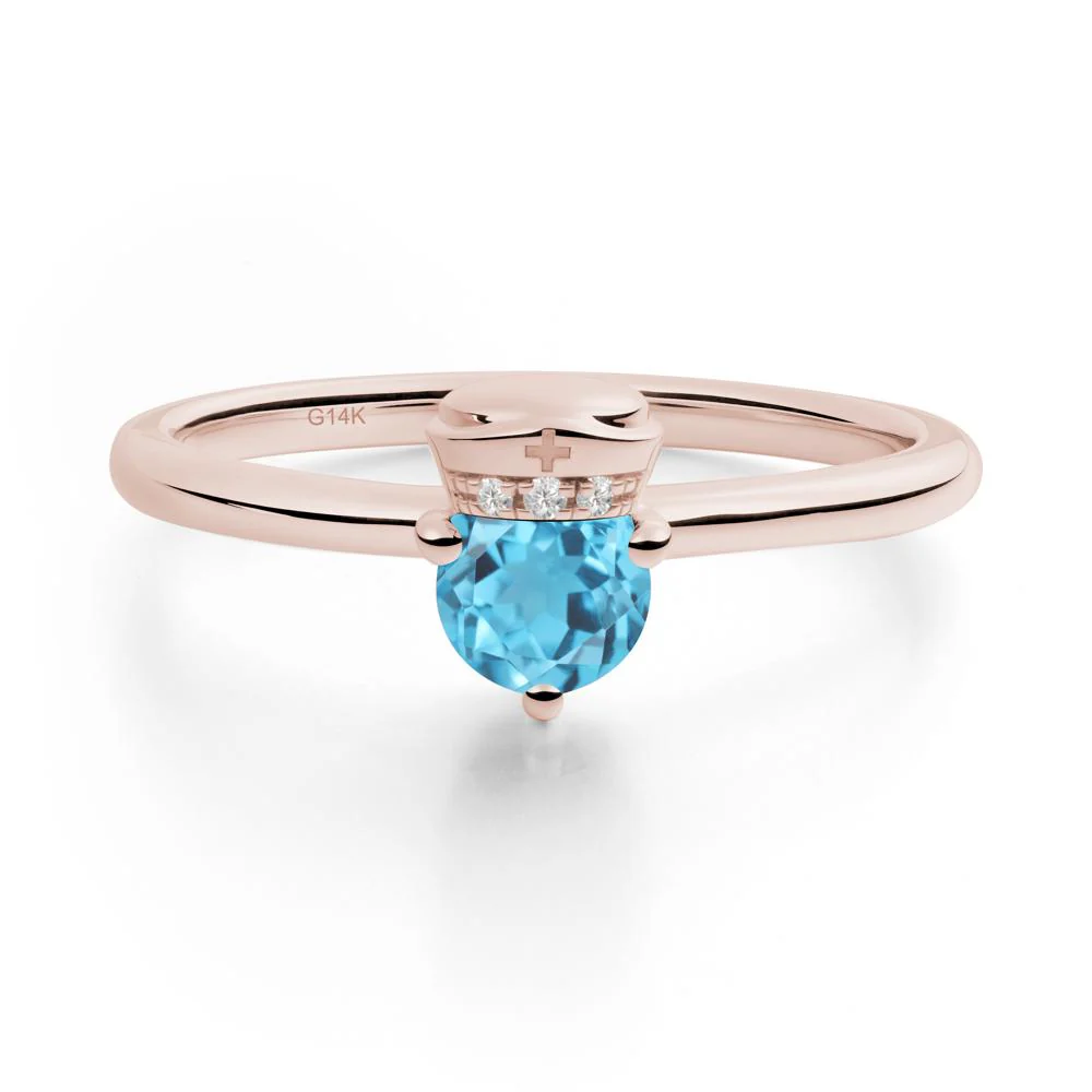 Nurse Cap Inspired Swiss Blue Topaz Ring - Image 9