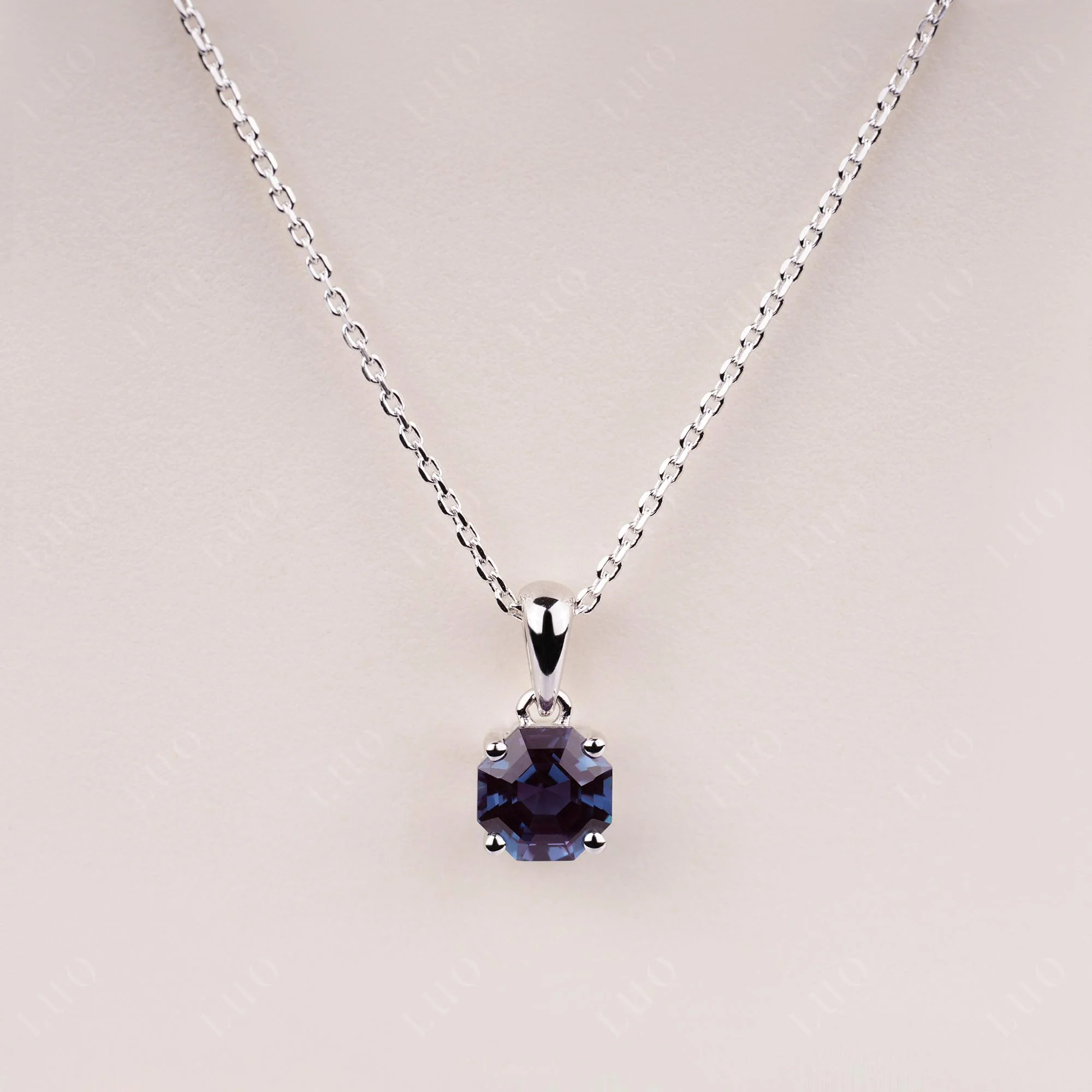 Octagon Alexandrite Solitaire Necklace - Image 10