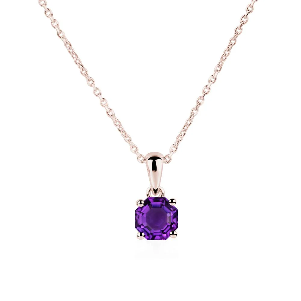 Octagon Amethyst Solitaire Necklace - Image 5