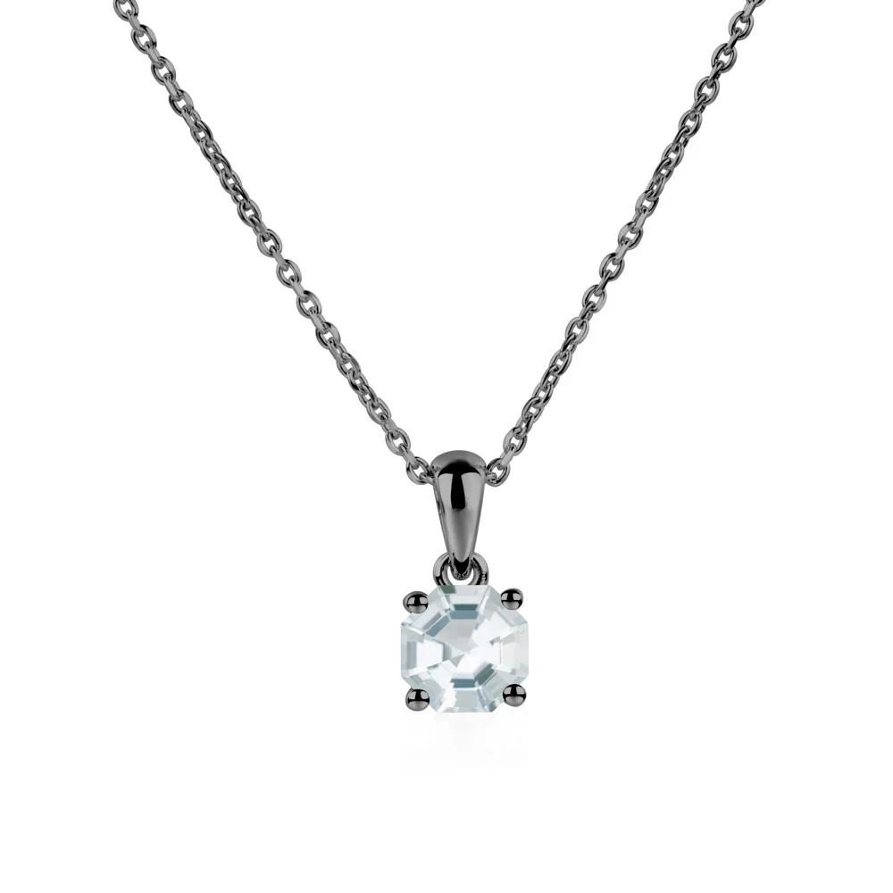 Octagon Aquamarine Solitaire Necklace - Image 3