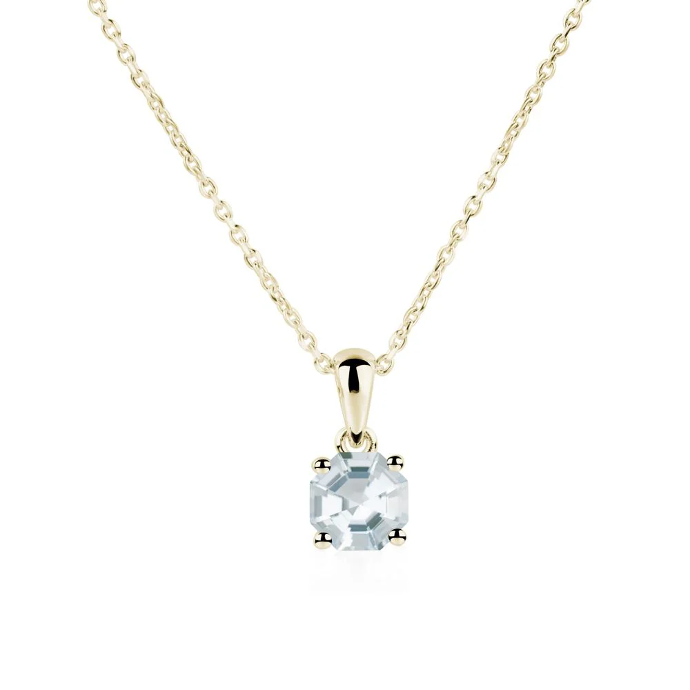 Octagon Aquamarine Solitaire Necklace - Image 5