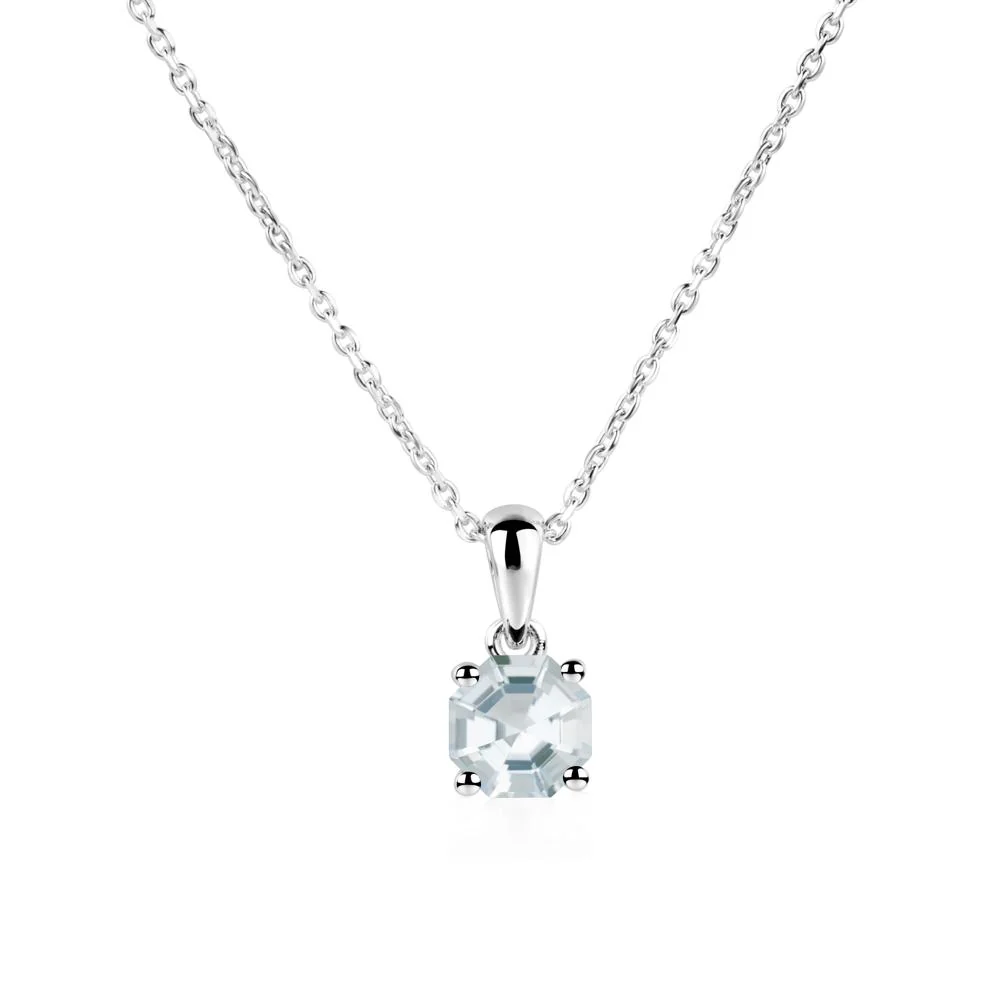 Octagon Aquamarine Solitaire Necklace - Image 7