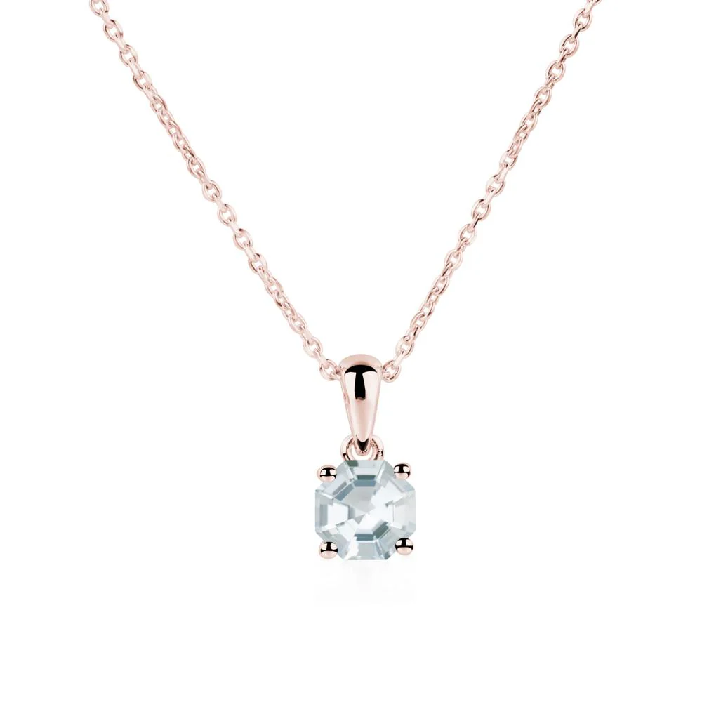 Octagon Aquamarine Solitaire Necklace - Image 9