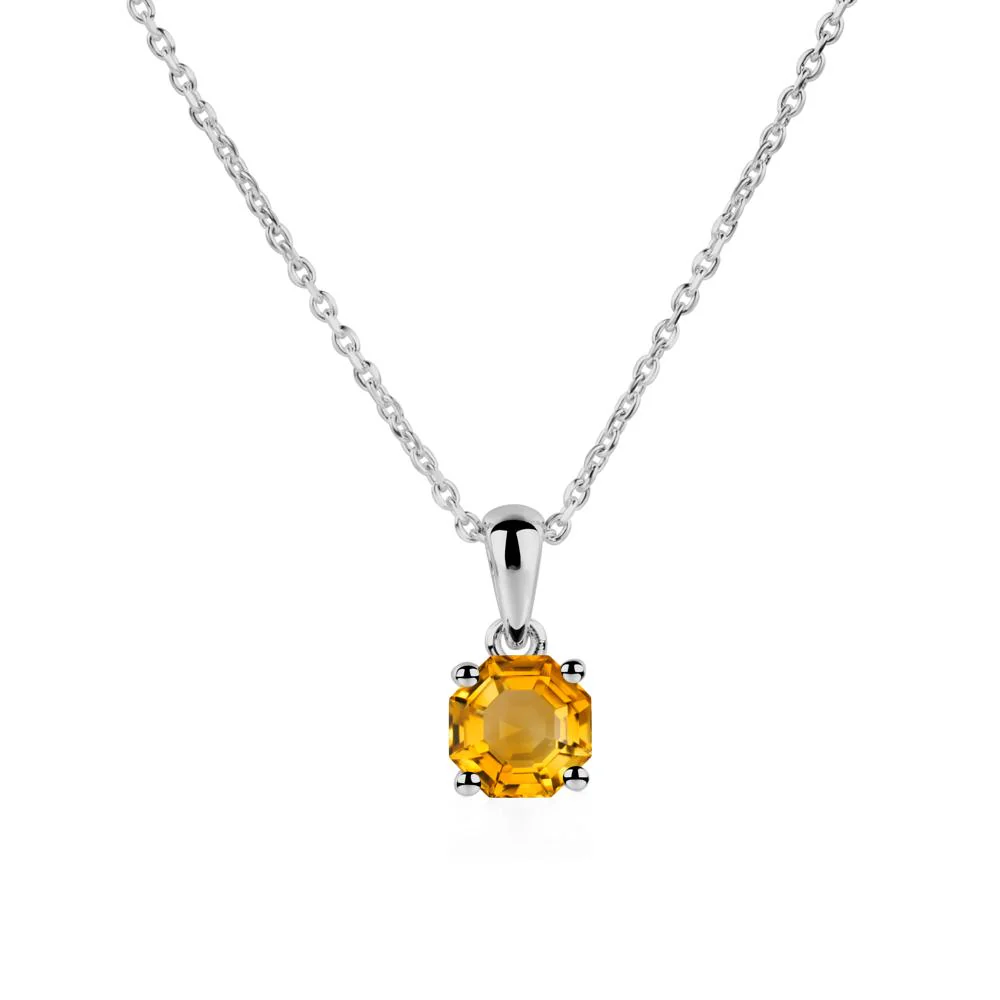 Octagon Citrine Solitaire Necklace - Image 6