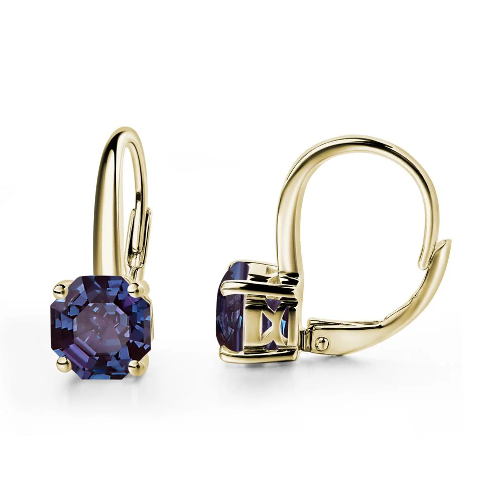 Octagon Cut Alexandrite Leverback Earrings - Image 4