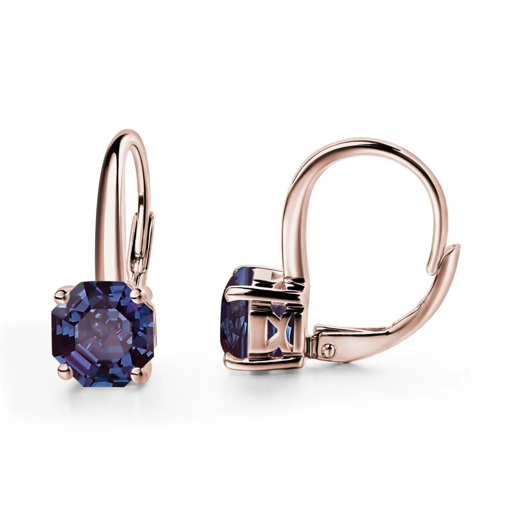 Octagon Cut Alexandrite Leverback Earrings - Image 5