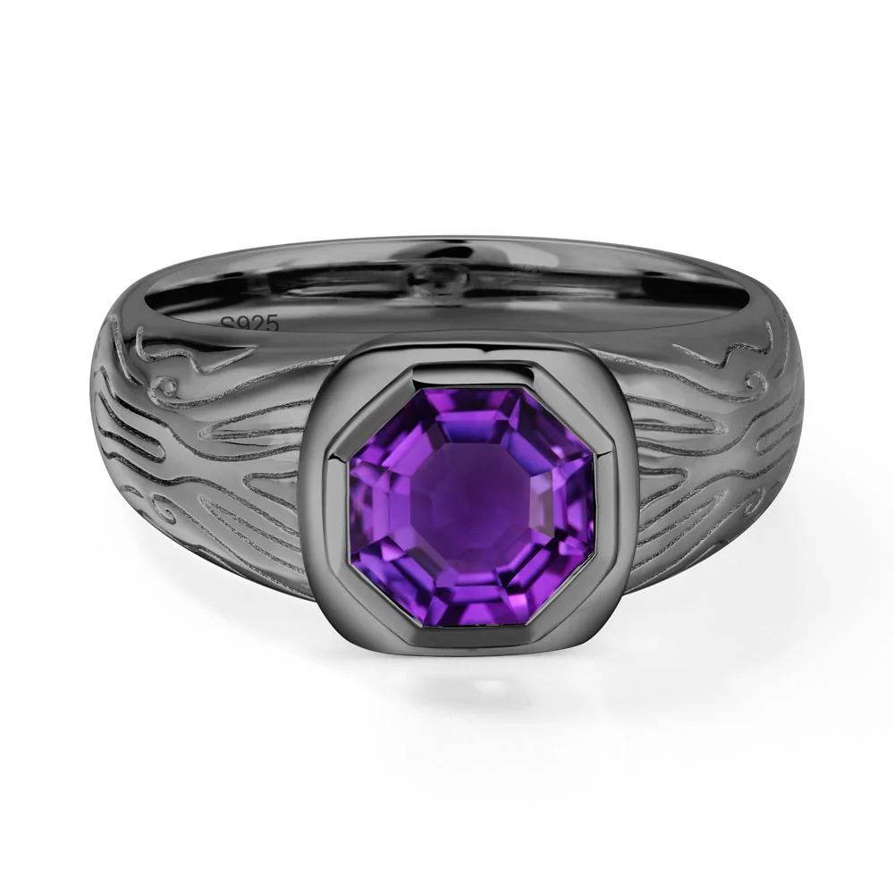 Octagon Cut Amethyst Ring for Men - Image 2