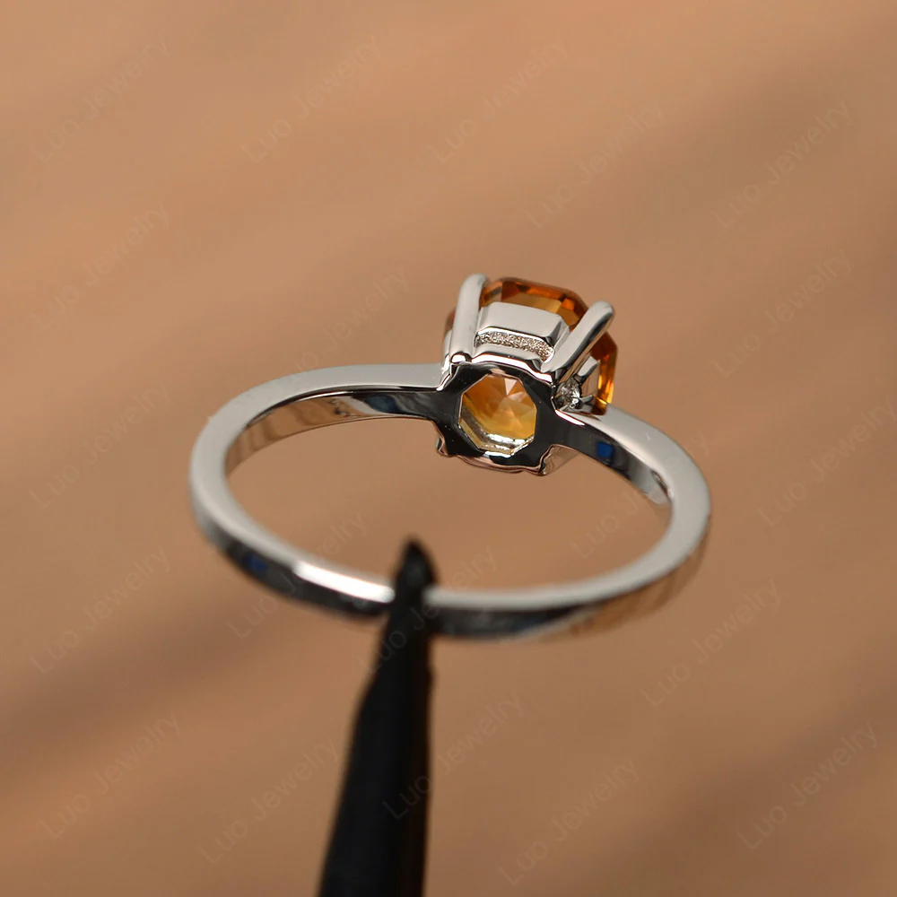 Octagon Cut Citrine Solitaire Ring - Image 3