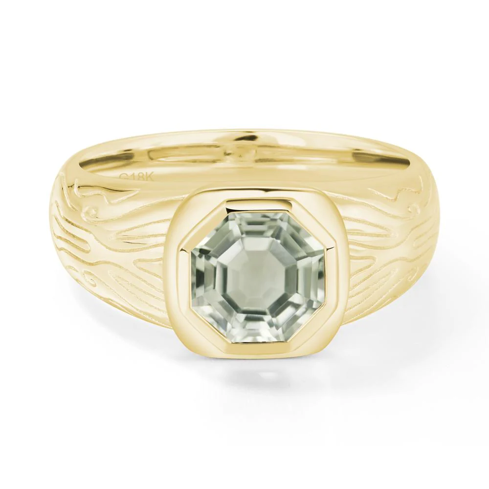 Octagon Cut Green Amethyst Ring for Men