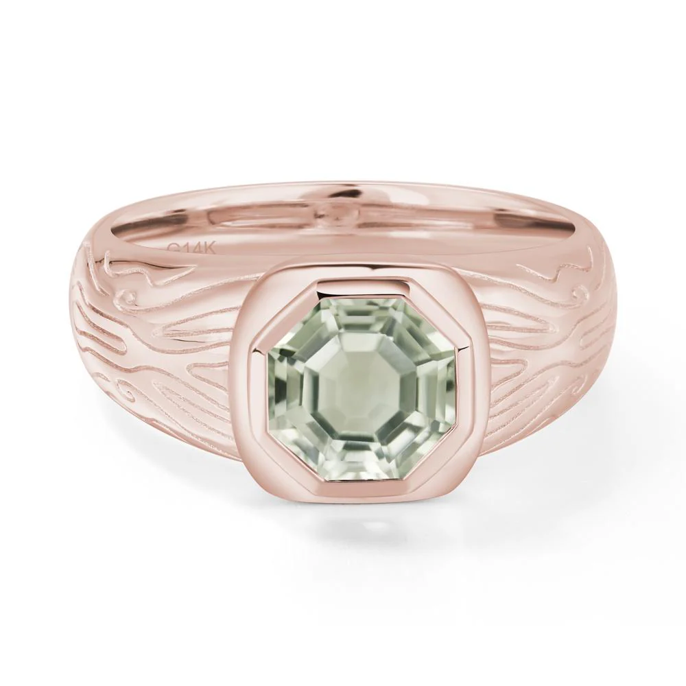 Octagon Cut Green Amethyst Ring for Men - Image 2