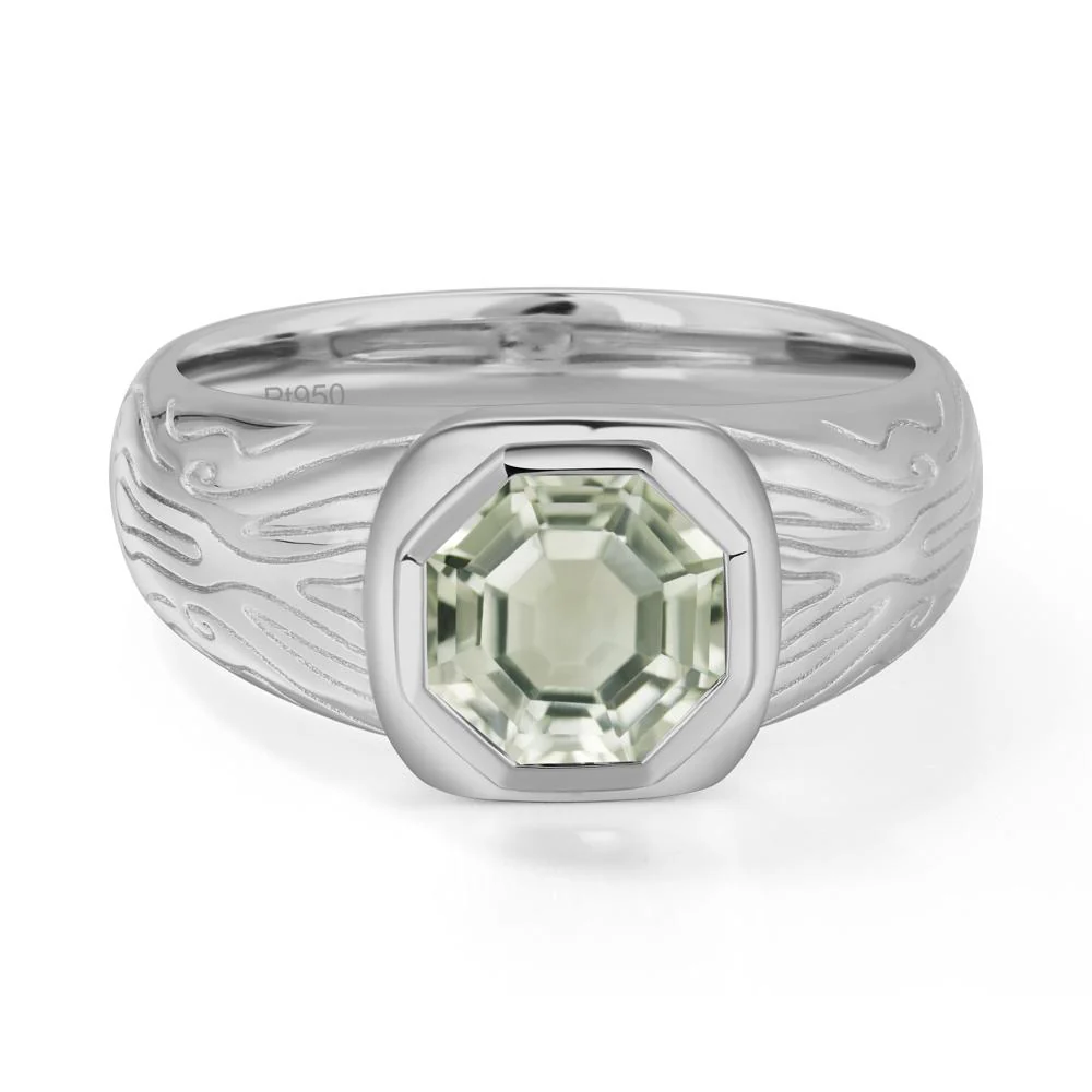 Octagon Cut Green Amethyst Ring for Men - Image 5