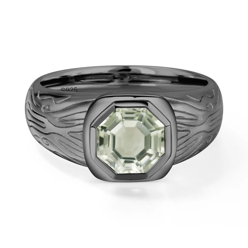 Octagon Cut Green Amethyst Ring for Men - Image 6