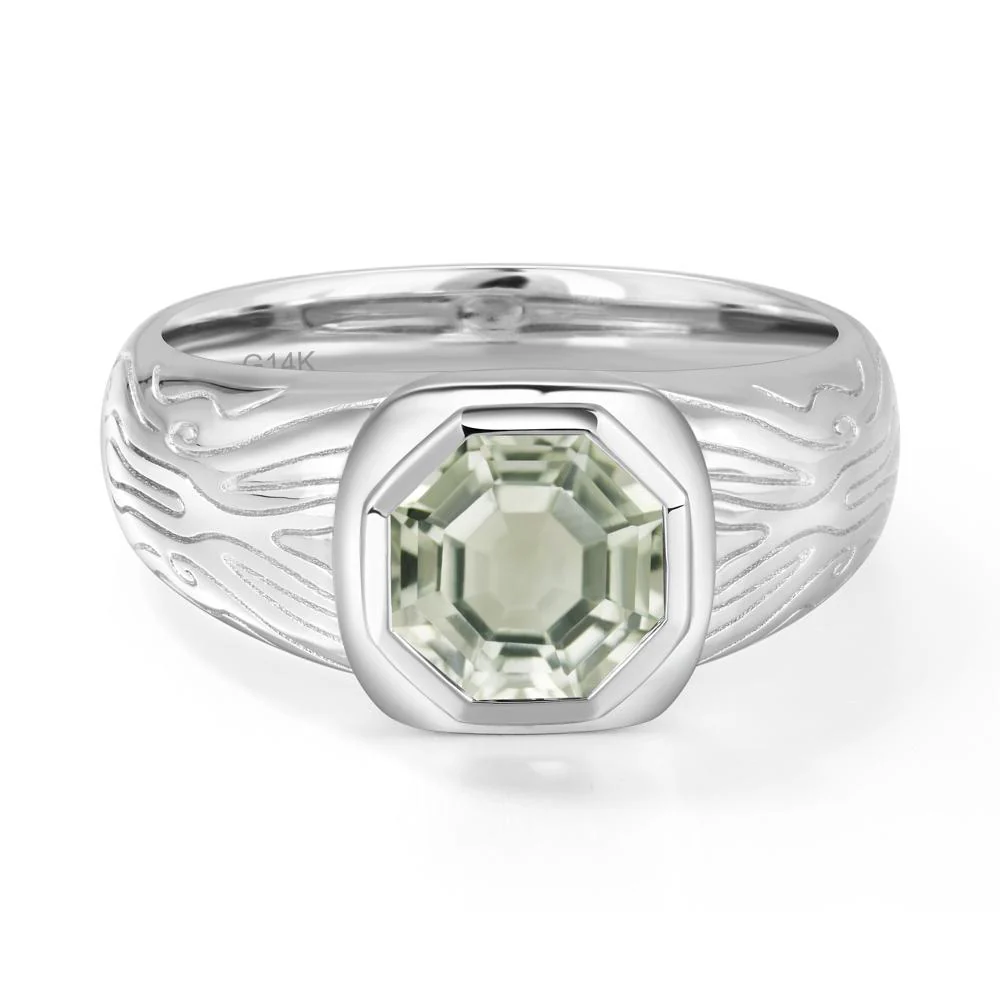 Octagon Cut Green Amethyst Ring for Men - Image 7