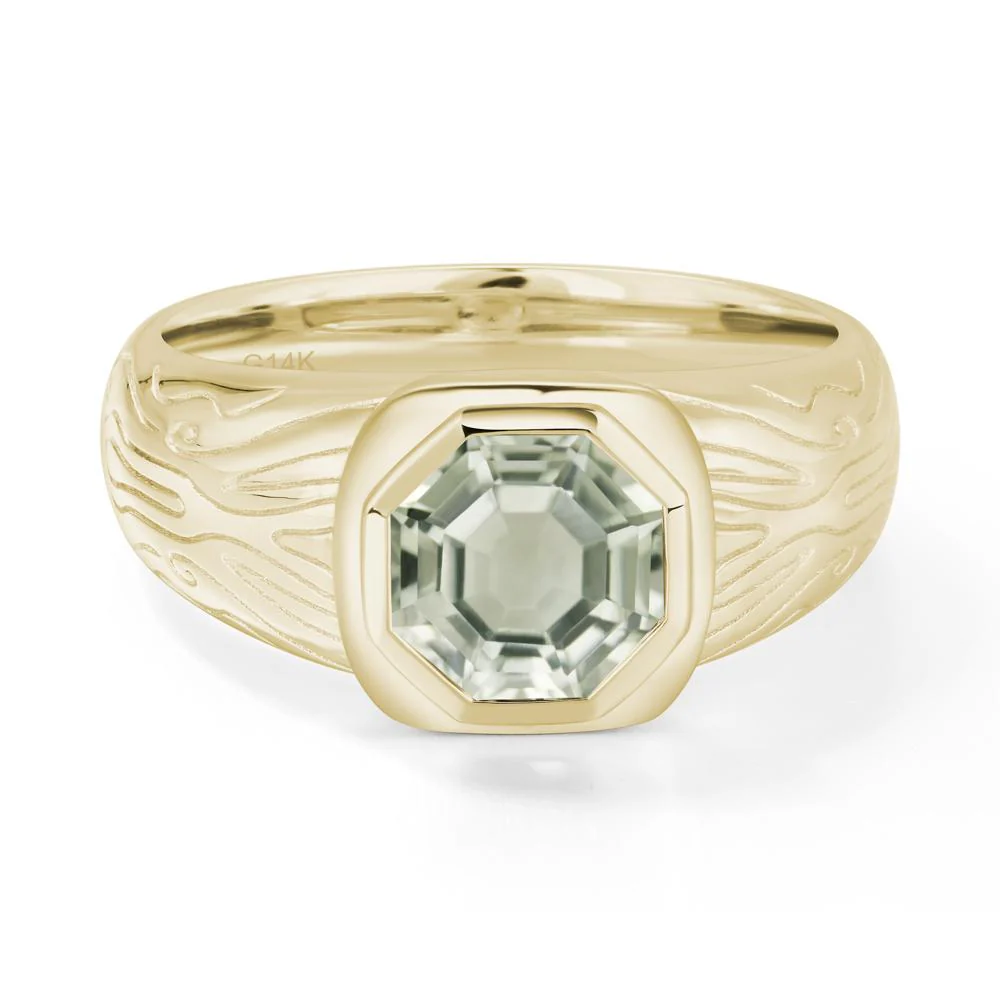 Octagon Cut Green Amethyst Ring for Men - Image 9
