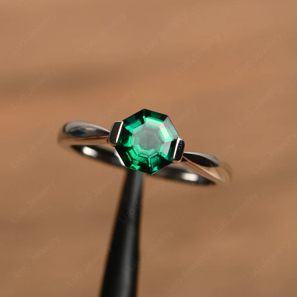 Emerald Octagon Engagement Ring