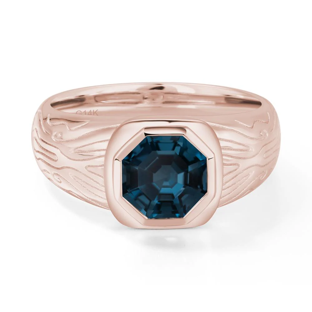 Octagon Cut London Blue Topaz Ring for Men