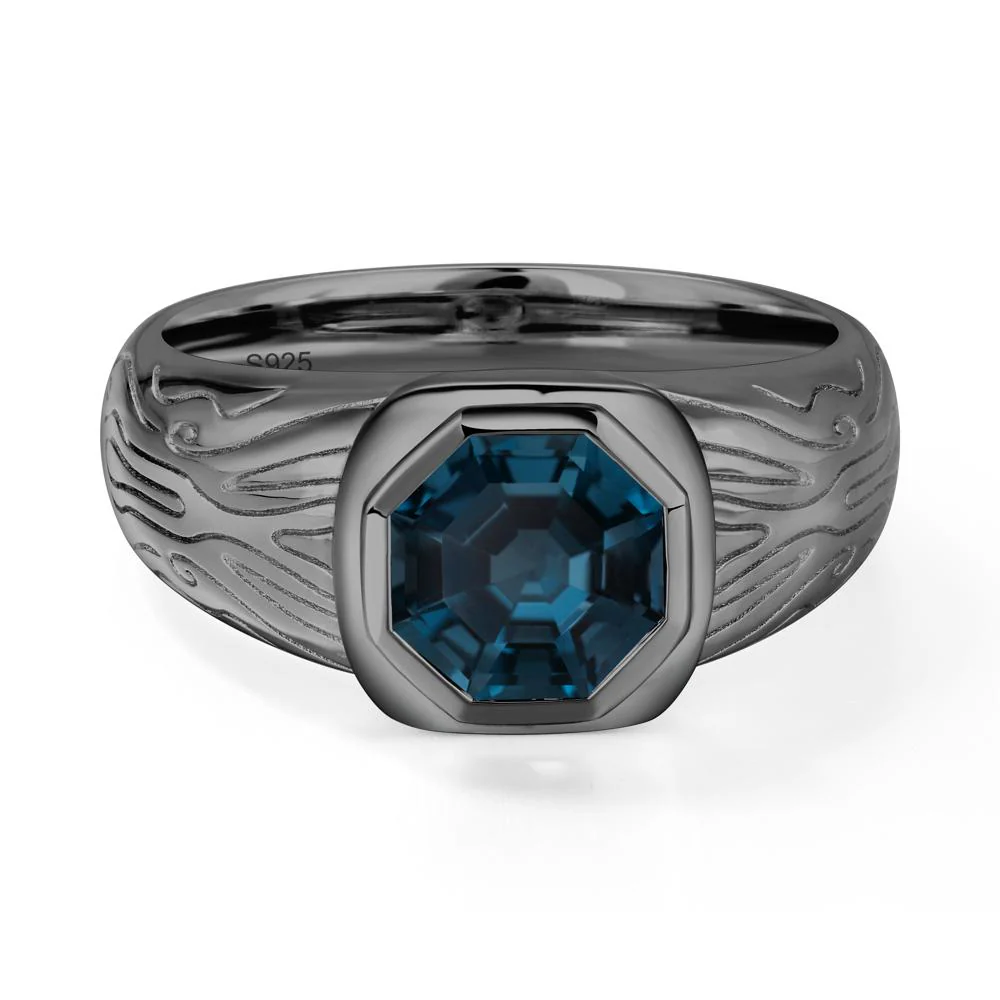 Octagon Cut London Blue Topaz Ring for Men - Image 3