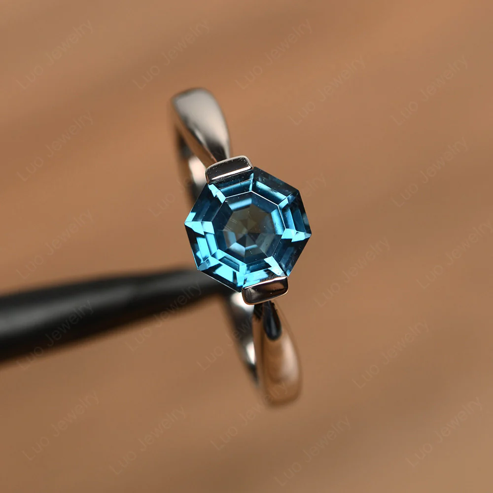 London Blue Topaz Octagon Engagement Ring - Image 2