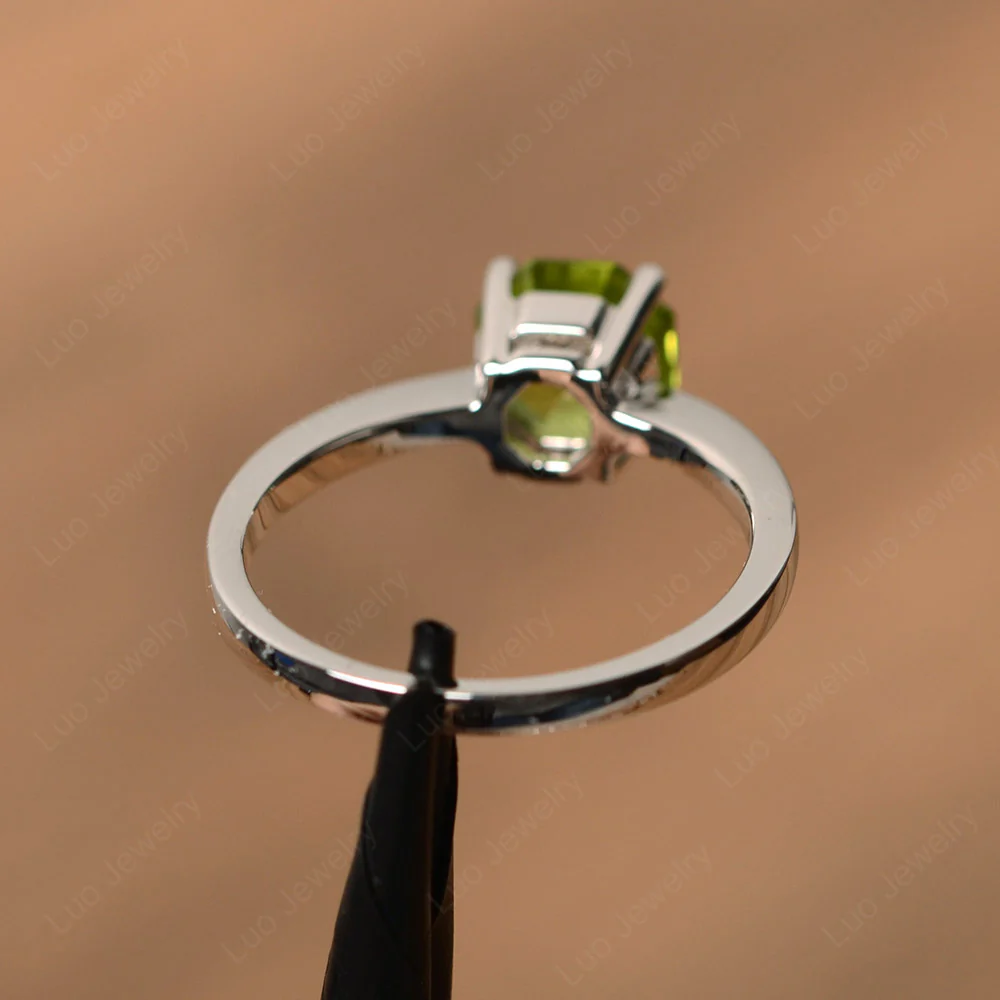Octagon Peridot Solitaire Engagement Ring - Image 3