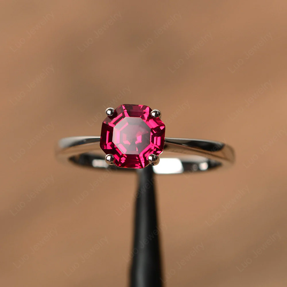 Ruby Octagon Solitaire Ring