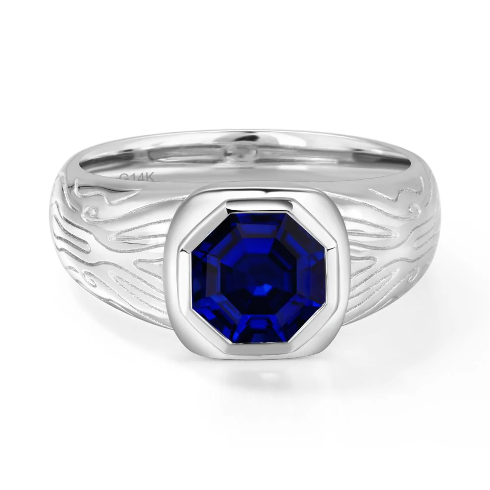 Octagon Cut Sapphire Ring for Men - Image 5
