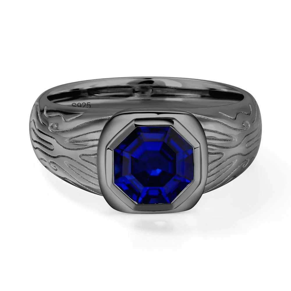 Octagon Cut Sapphire Ring for Men - Image 6