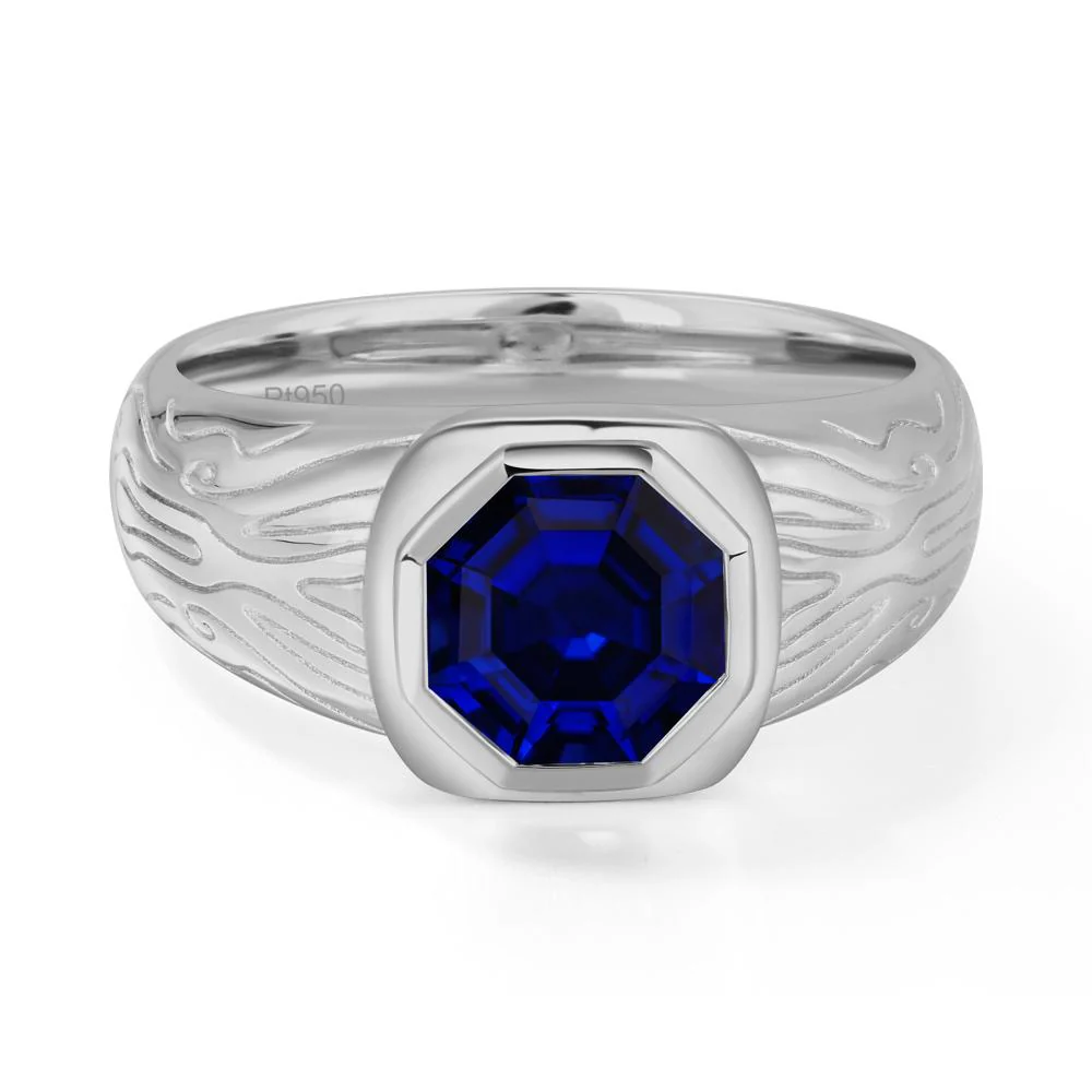 Octagon Cut Sapphire Ring for Men - Image 7