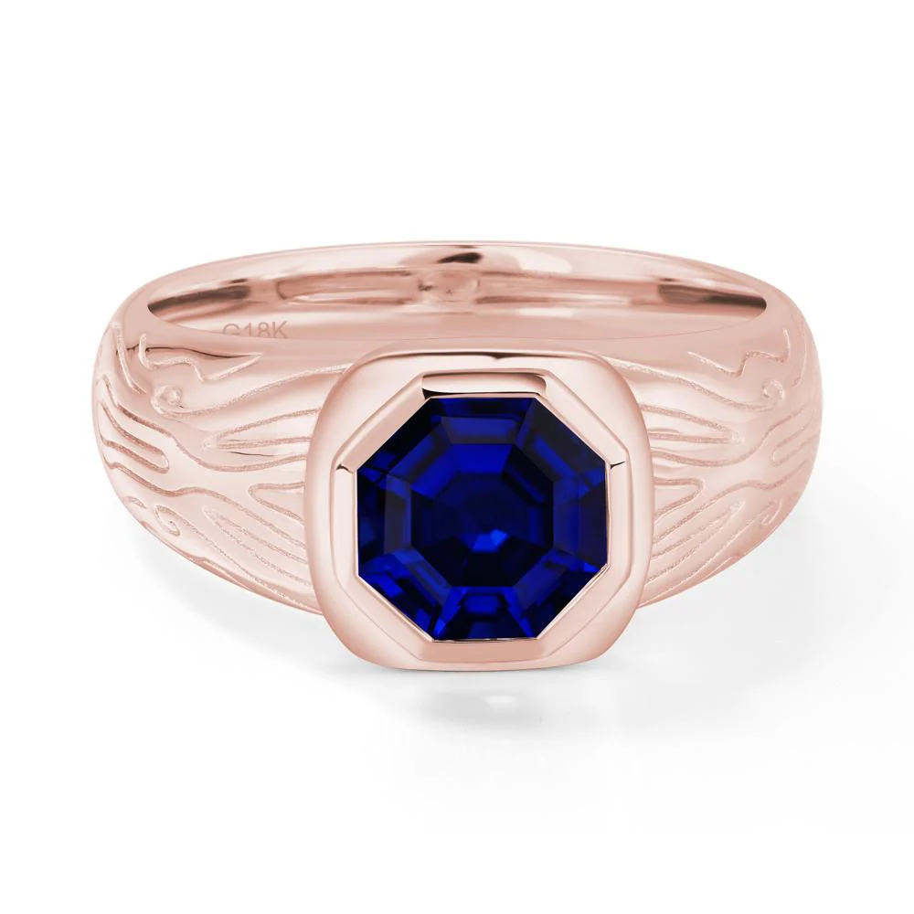 Octagon Cut Sapphire Ring for Men - Image 9