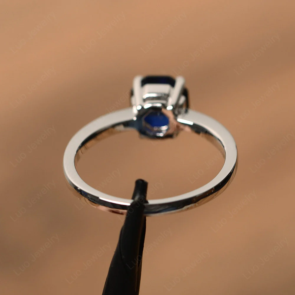 Octagon Sapphire Solitaire Engagement Ring - Image 3