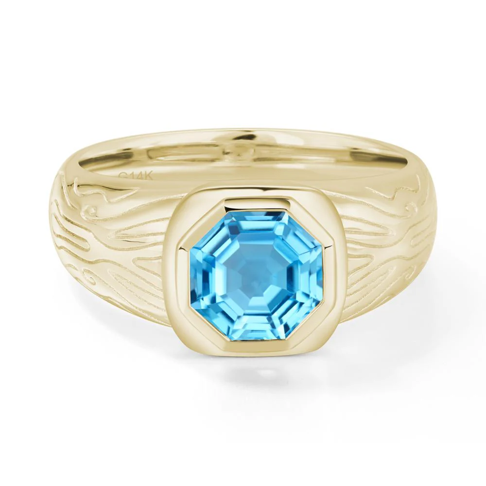 Octagon Cut Swiss Blue Topaz Ring for Men - Image 2