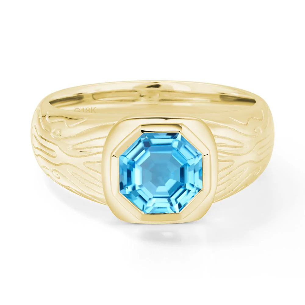 Octagon Cut Swiss Blue Topaz Ring for Men - Image 4