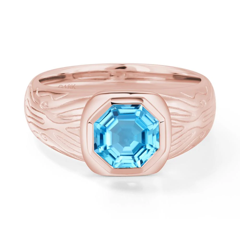 Octagon Cut Swiss Blue Topaz Ring for Men - Image 6