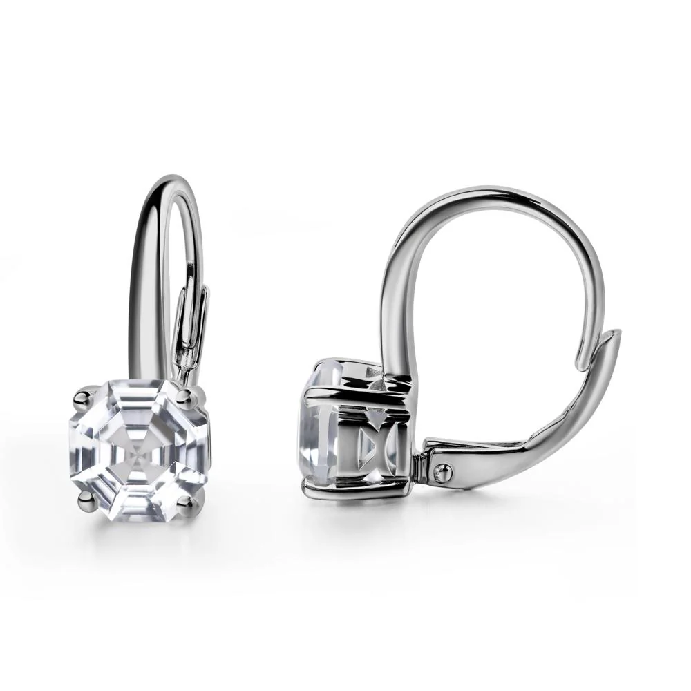 White Topaz Leverback Earrings - Image 6