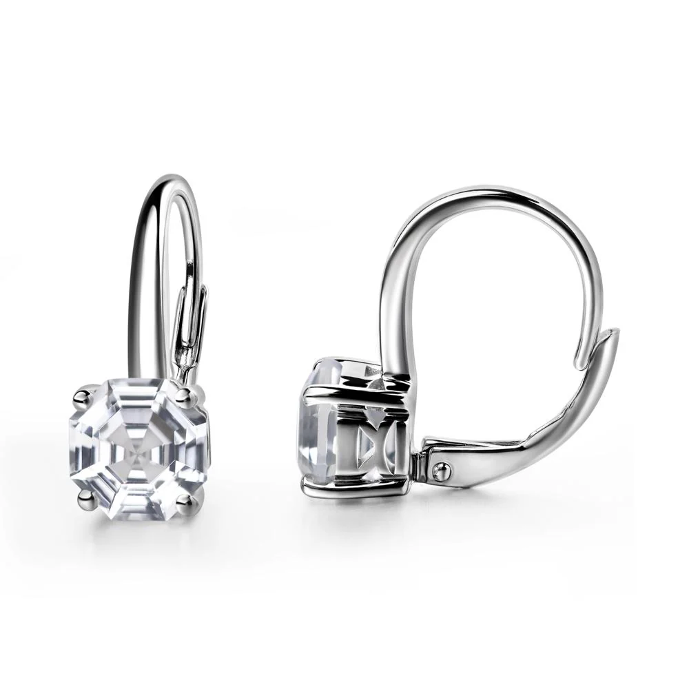 White Topaz Leverback Earrings - Image 7