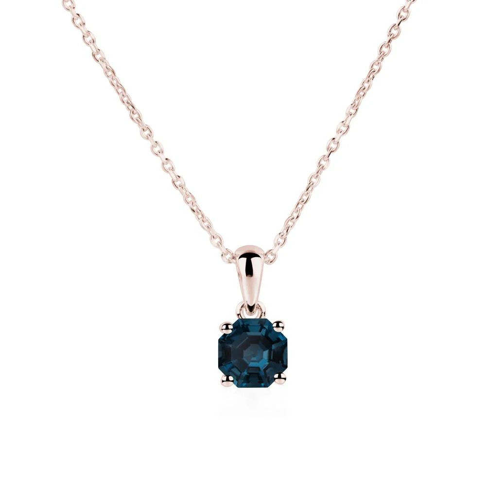 Octagon London Blue Topaz Solitaire Necklace - Image 5