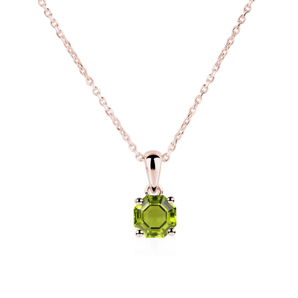 Octagon Peridot Solitaire Necklace - Image 9
