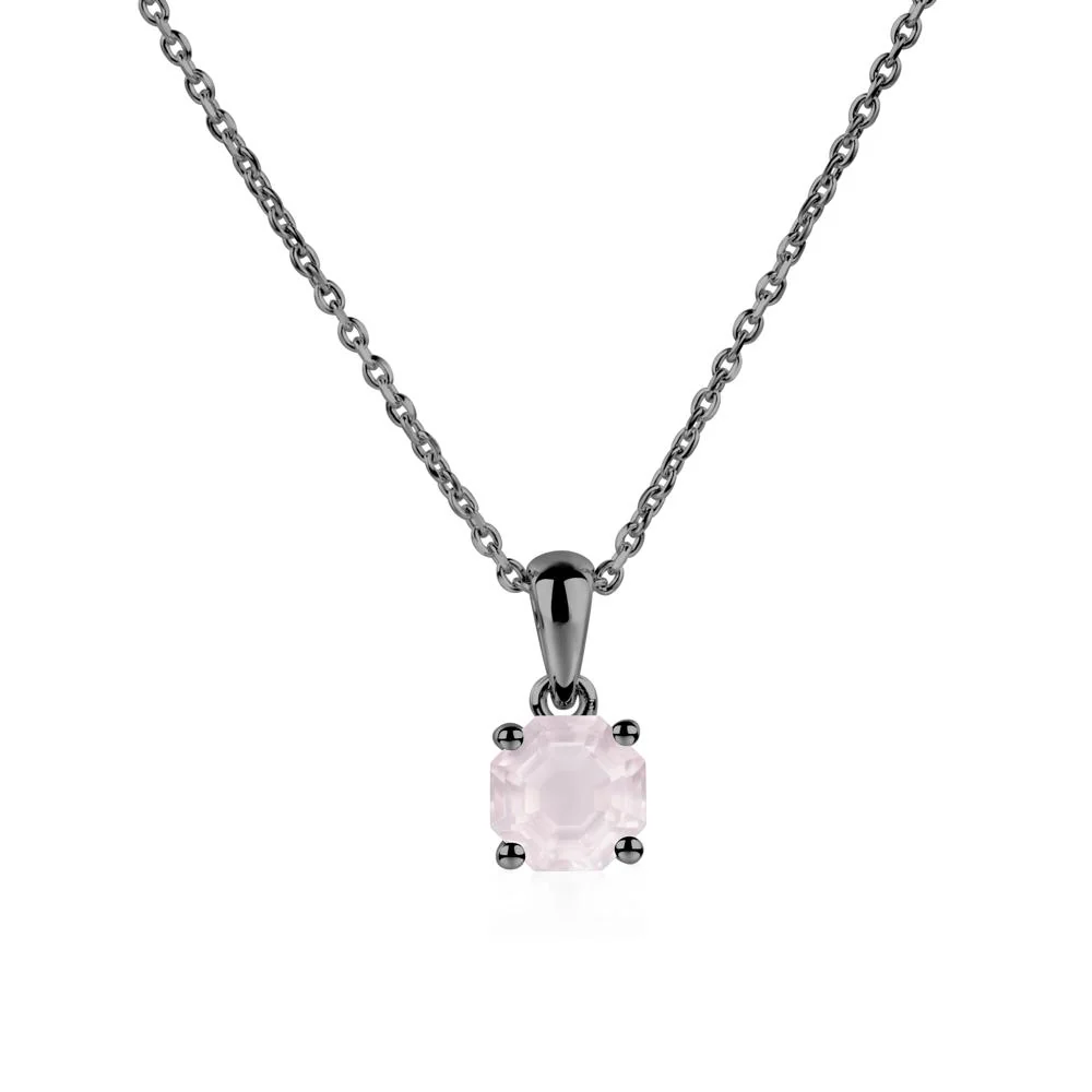 Octagon Rose Quartz Solitaire Necklace - Image 3