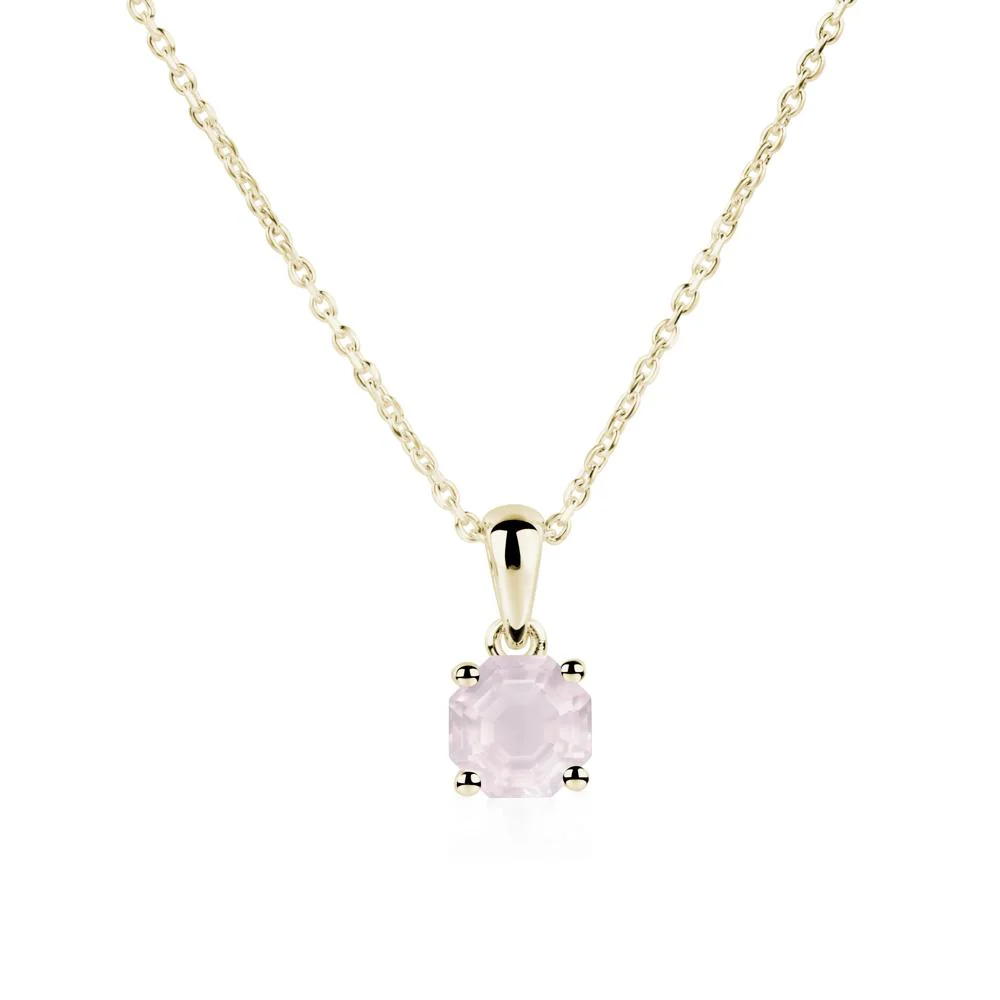 Octagon Rose Quartz Solitaire Necklace - Image 5