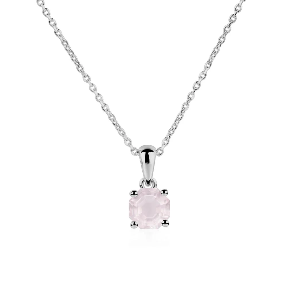 Octagon Rose Quartz Solitaire Necklace - Image 6