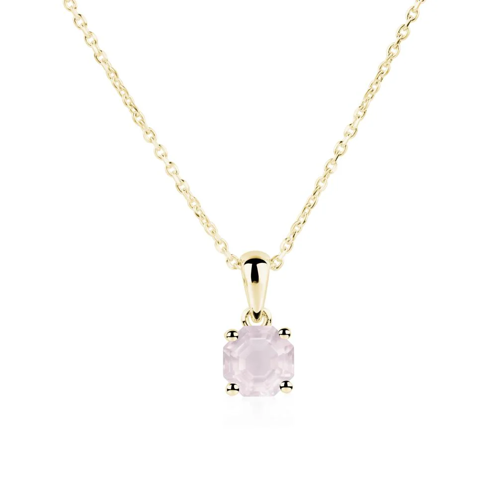 Octagon Rose Quartz Solitaire Necklace - Image 8