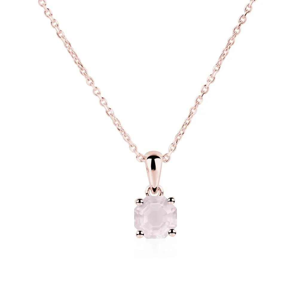 Octagon Rose Quartz Solitaire Necklace - Image 9