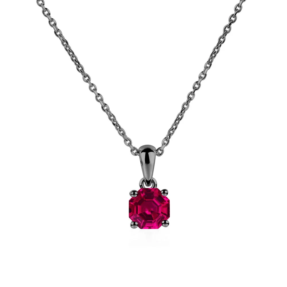 Octagon Ruby Solitaire Necklace - Image 3