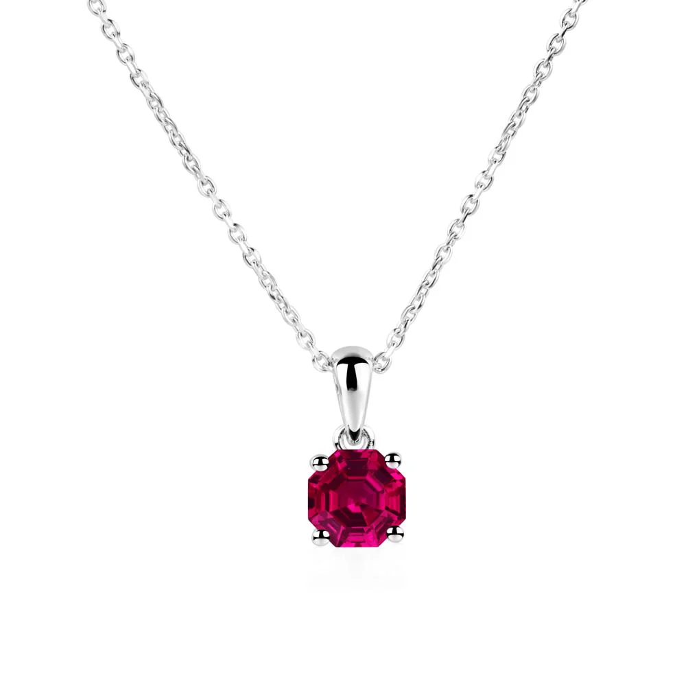 Octagon Ruby Solitaire Necklace - Image 4