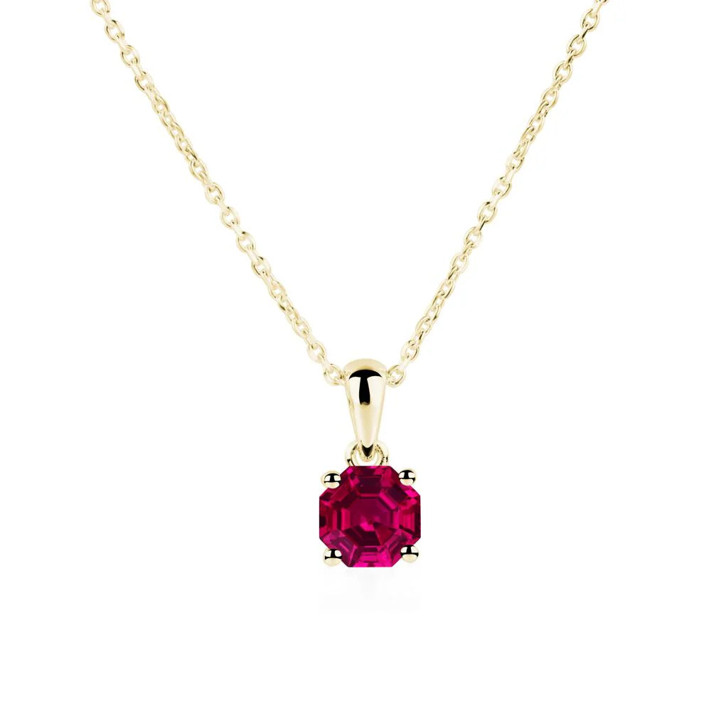 Octagon Ruby Solitaire Necklace - Image 8