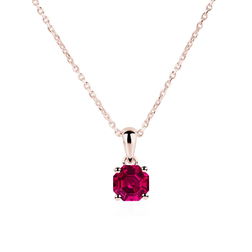 Octagon Ruby Solitaire Necklace - Image 9