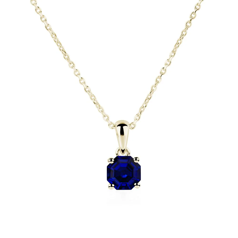 Octagon Sapphire Solitaire Necklace - Image 5